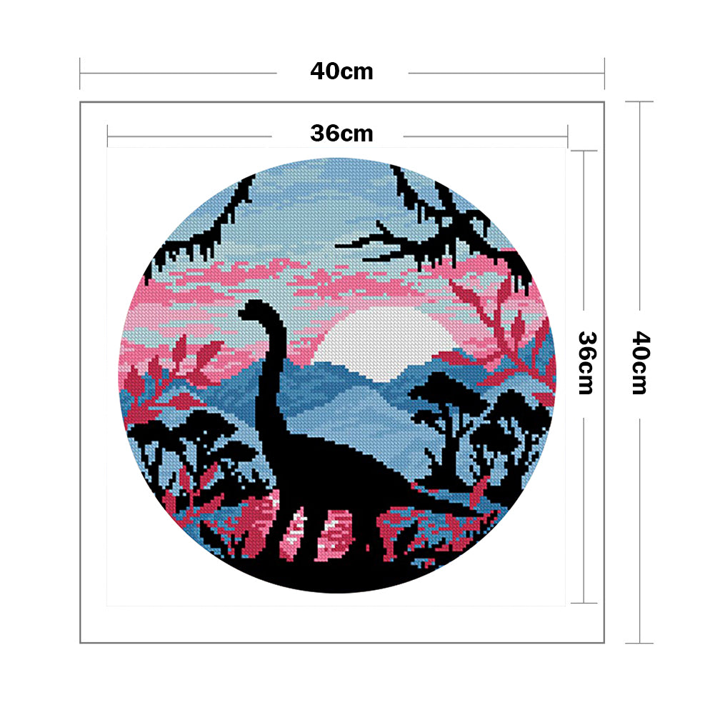 Colorful Dinosaur - Partial 11CT Stamped Cross Stitch 40x40CM - Yishu