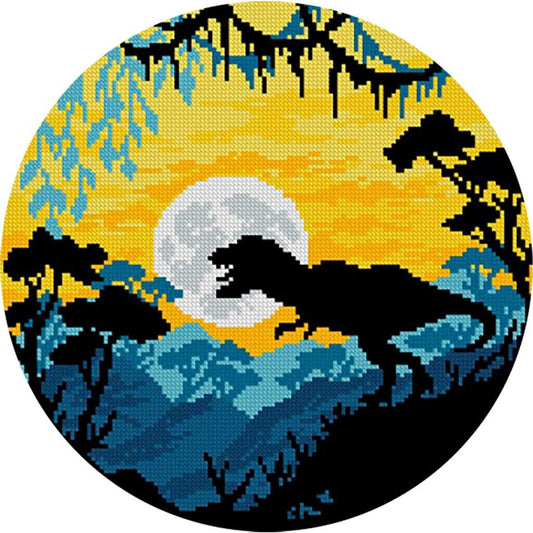 Colorful Dinosaur - Partial 11CT Stamped Cross Stitch 40x40CM - Yishu