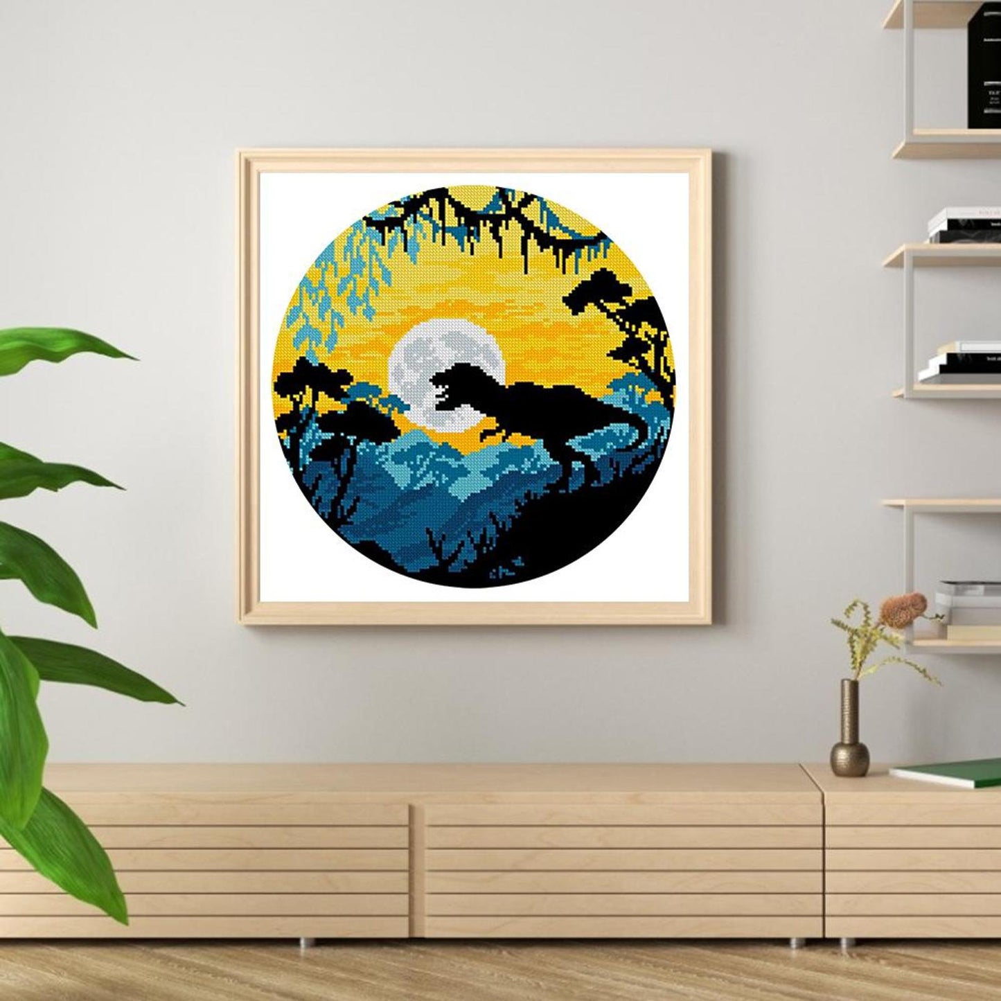 Colorful Dinosaur - Partial 11CT Stamped Cross Stitch 40x40CM - Yishu