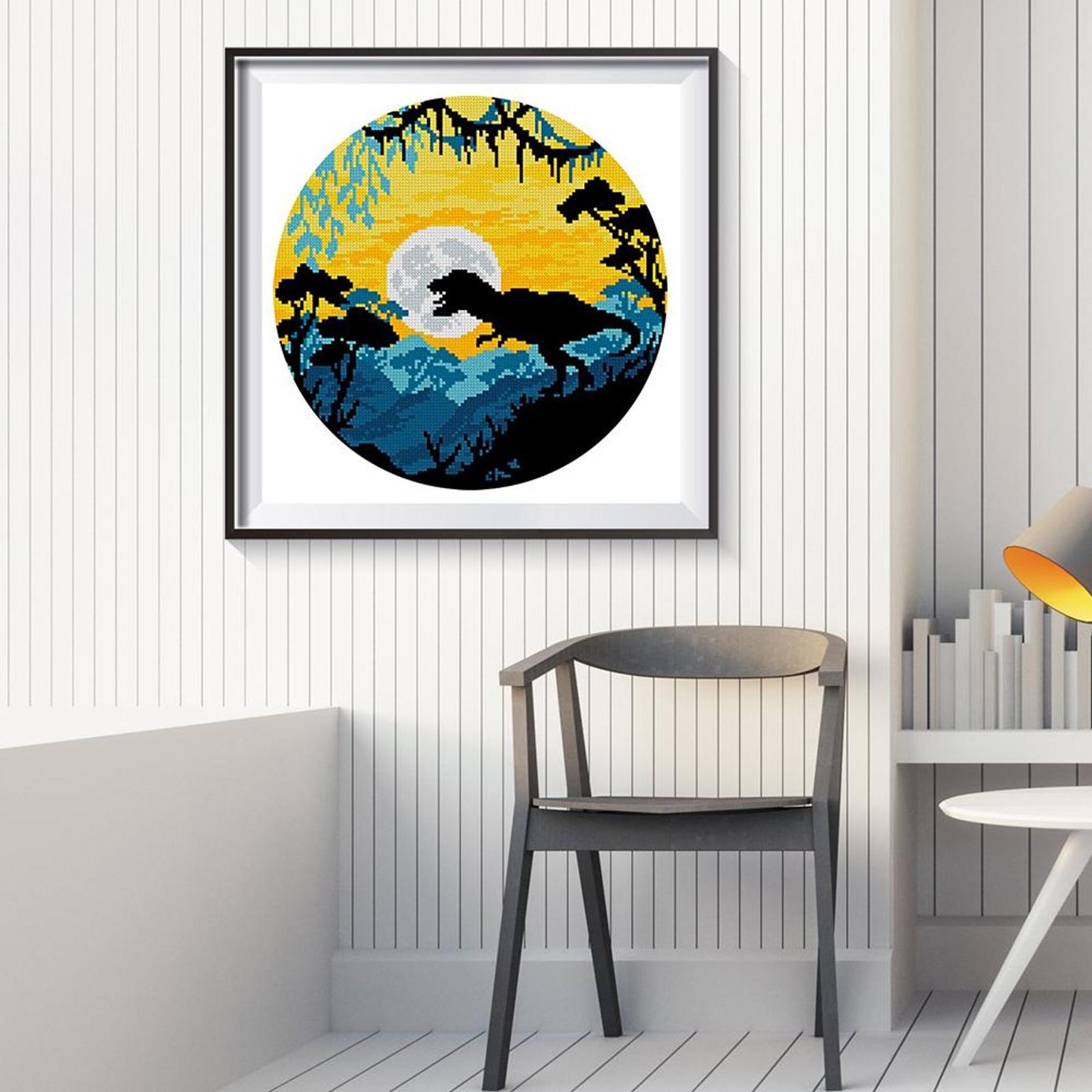 Colorful Dinosaur - Partial 11CT Stamped Cross Stitch 40x40CM - Yishu