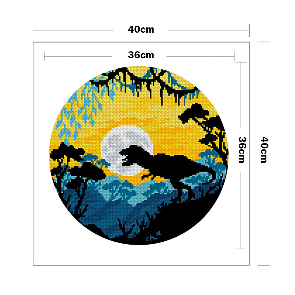 Colorful Dinosaur - Partial 11CT Stamped Cross Stitch 40x40CM - Yishu