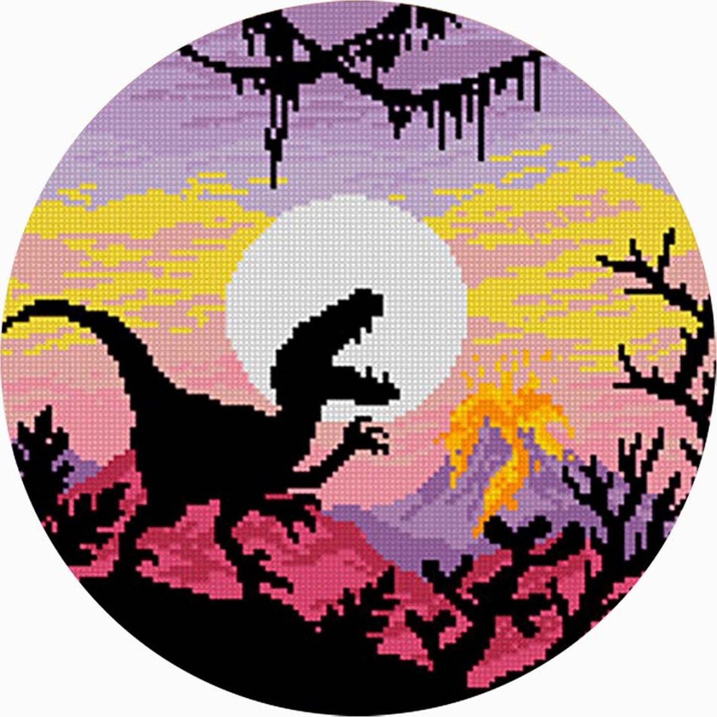 Colorful Dinosaur - Partial 11CT Stamped Cross Stitch 40x40CM - Yishu