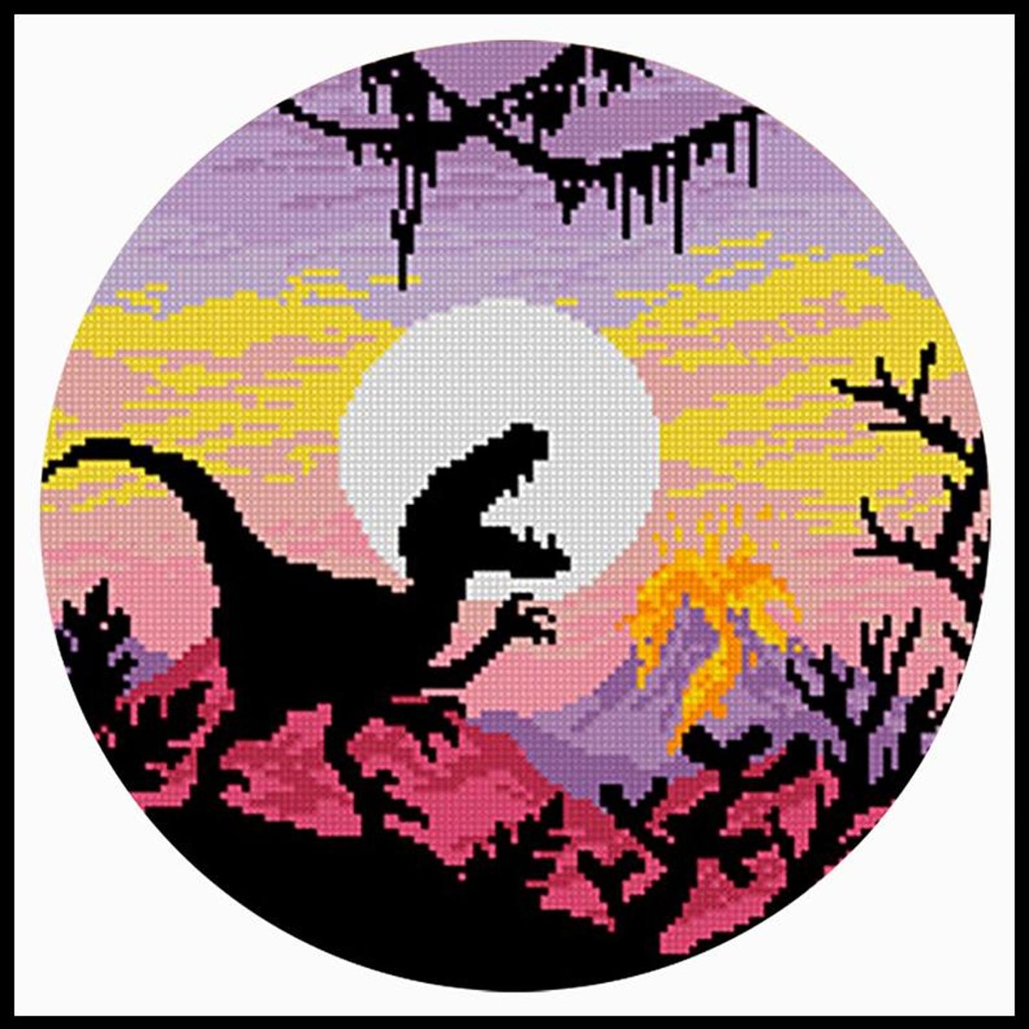 Colorful Dinosaur - Partial 11CT Stamped Cross Stitch 40x40CM - Yishu