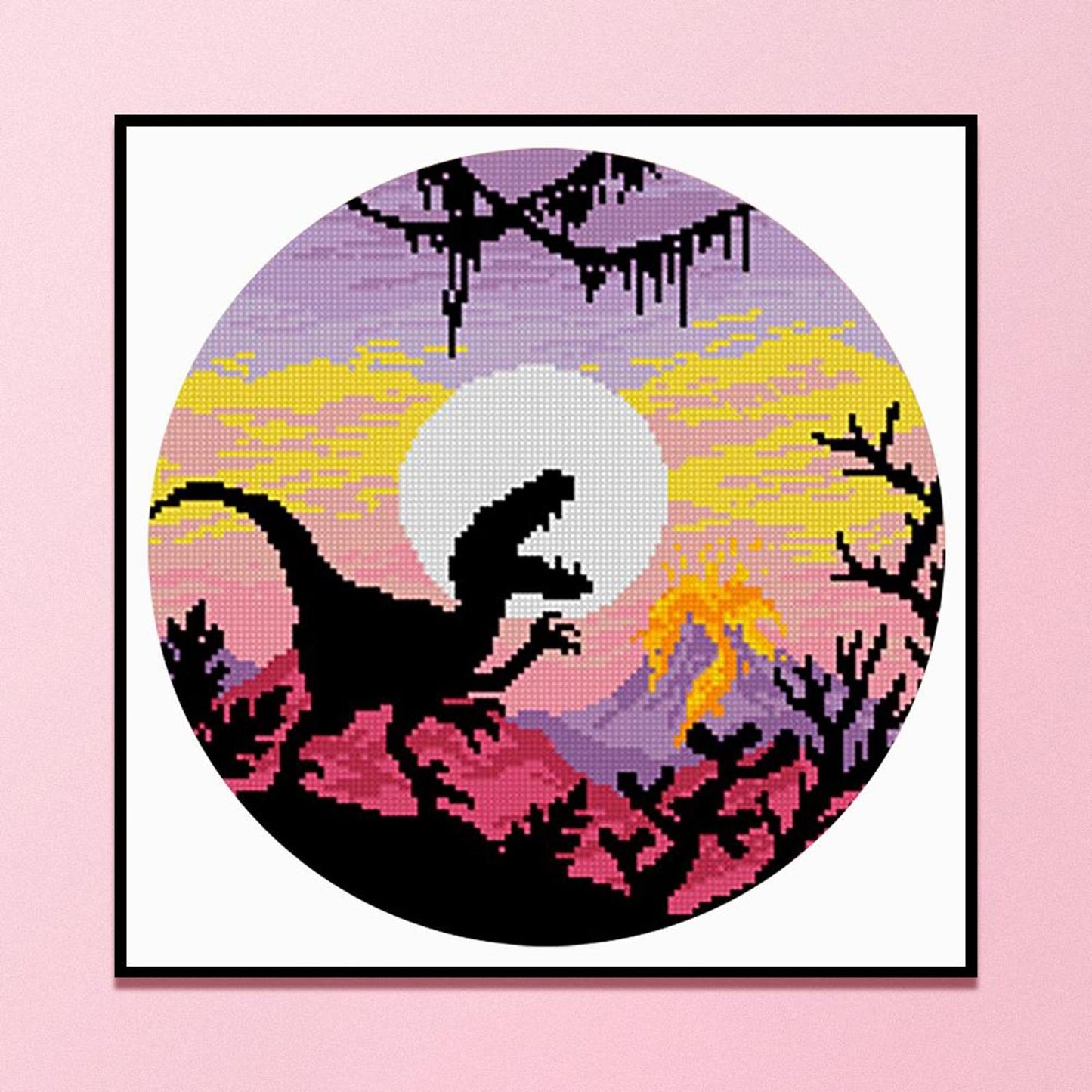 Colorful Dinosaur - Partial 11CT Stamped Cross Stitch 40x40CM - Yishu