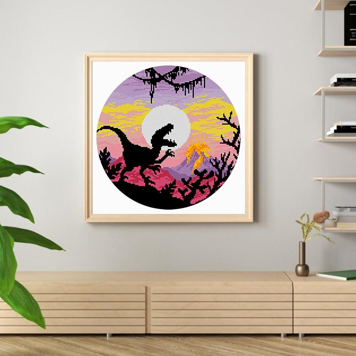 Colorful Dinosaur - Partial 11CT Stamped Cross Stitch 40x40CM - Yishu