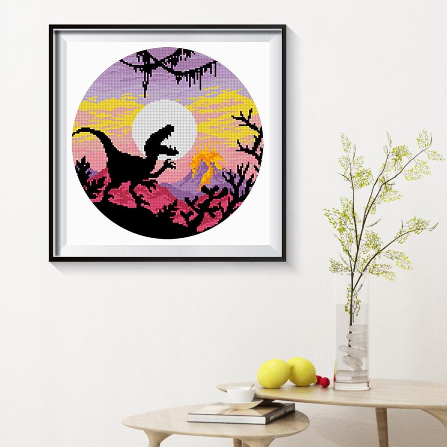 Colorful Dinosaur - Partial 11CT Stamped Cross Stitch 40x40CM - Yishu
