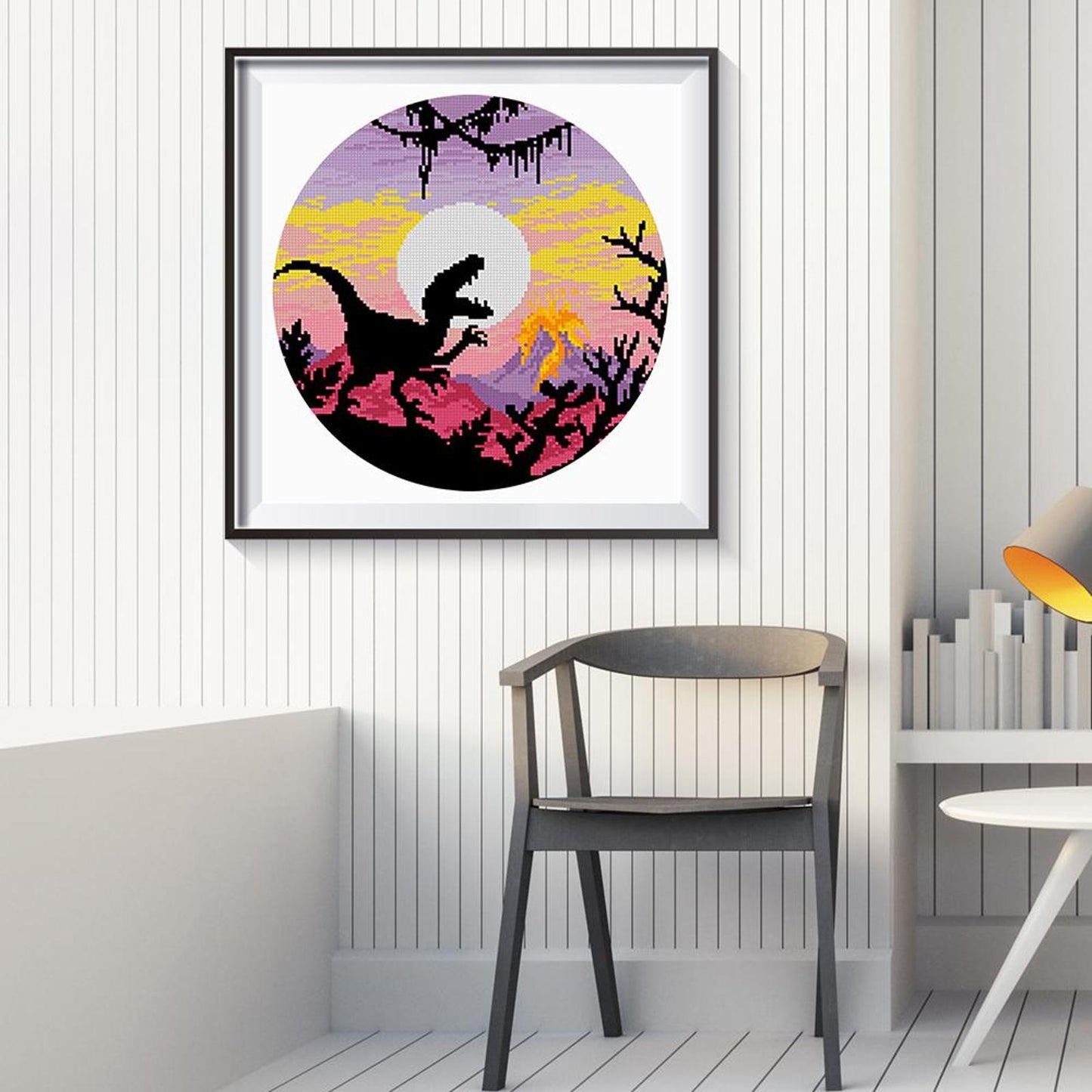 Colorful Dinosaur - Partial 11CT Stamped Cross Stitch 40x40CM - Yishu