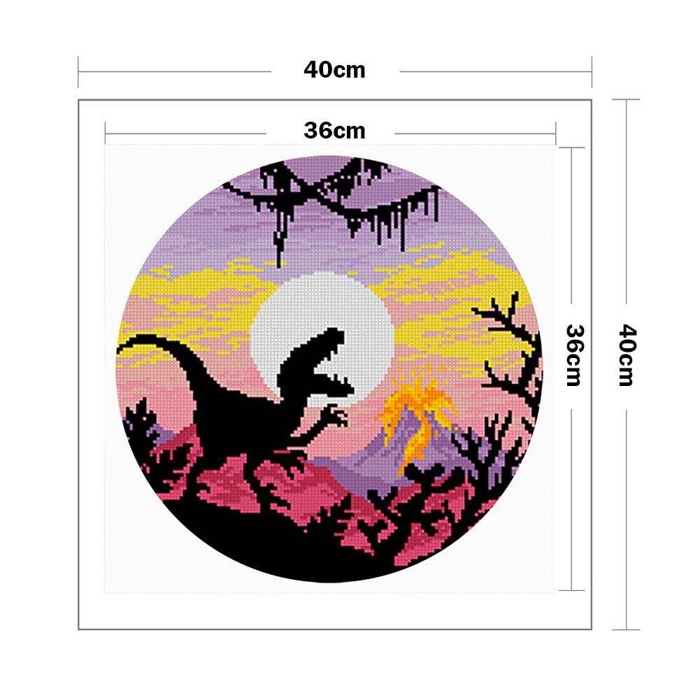 Colorful Dinosaur - Partial 11CT Stamped Cross Stitch 40x40CM - Yishu