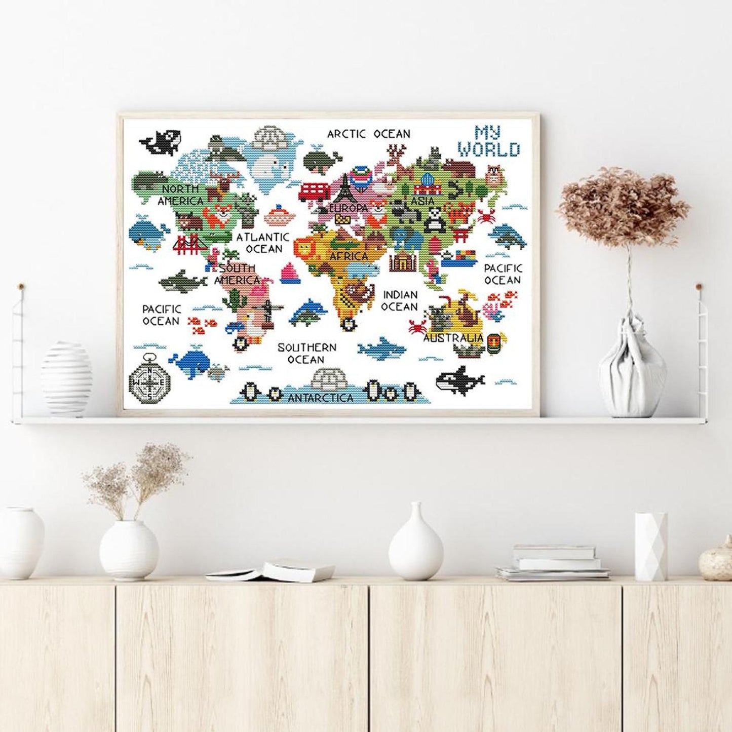 Animal World - Partial 14CT Counted Cross Stitch 40x53CM - Jinlei