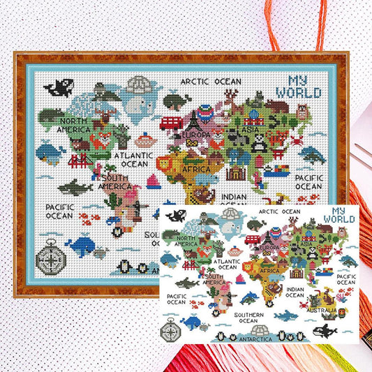 Animal World - Partial 14CT Counted Cross Stitch 40x53CM - Jinlei