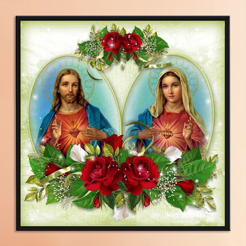 Priest And Madonna - Full 11CT Stamped Cross Stitch 40x40CM - Band