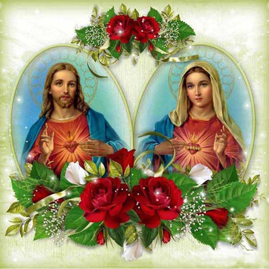 Priest And Madonna - Full 11CT Stamped Cross Stitch 40x40CM - Band
