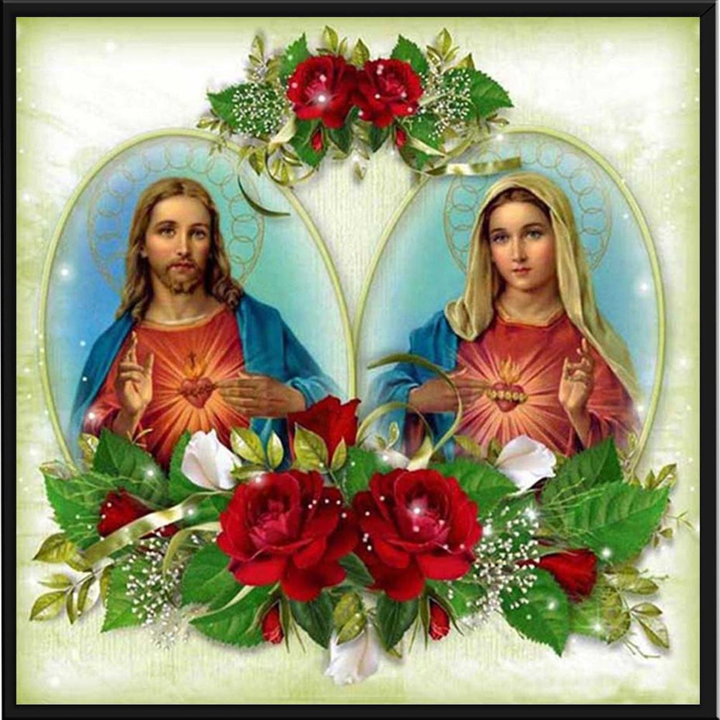Priest And Madonna - Full 11CT Stamped Cross Stitch 40x40CM - Band