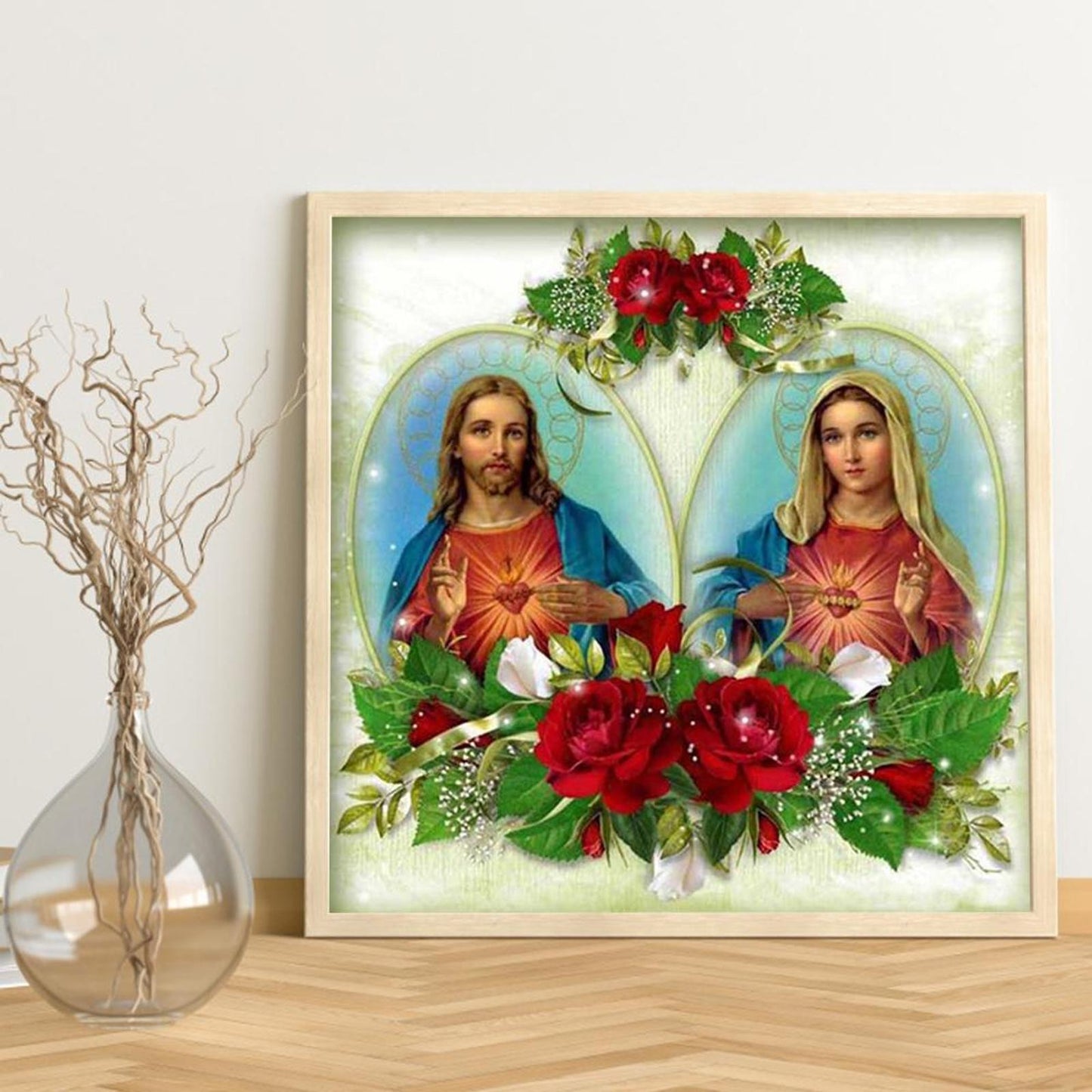 Priest And Madonna - Full 11CT Stamped Cross Stitch 40x40CM - Band