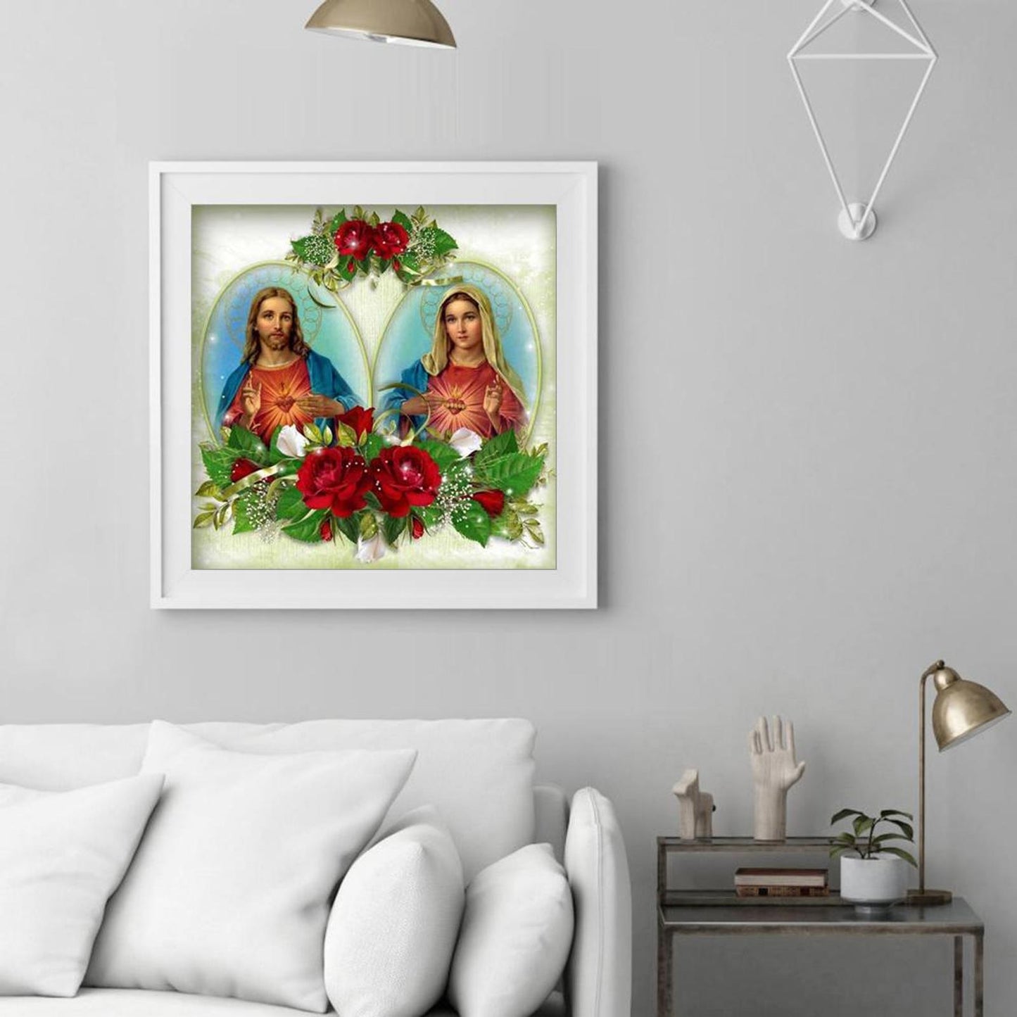 Priest And Madonna - Full 11CT Stamped Cross Stitch 40x40CM - Band