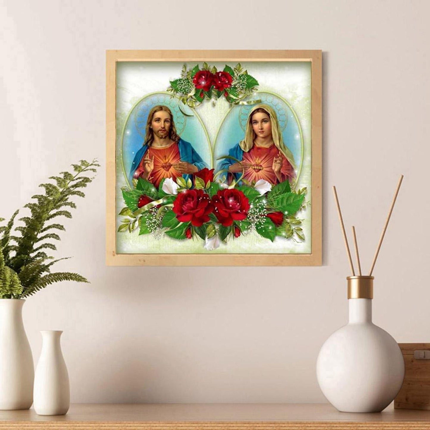 Priest And Madonna - Full 11CT Stamped Cross Stitch 40x40CM - Band