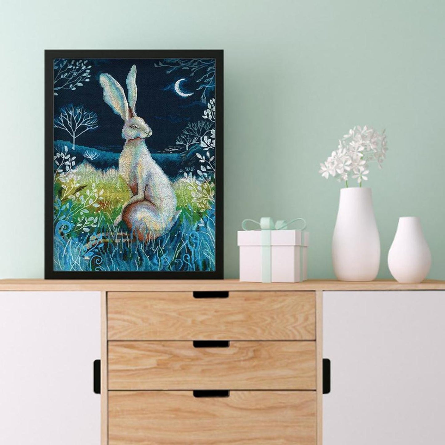 Rabbit - Full 11CT Stamped Cross Stitch 36x46CM - Band