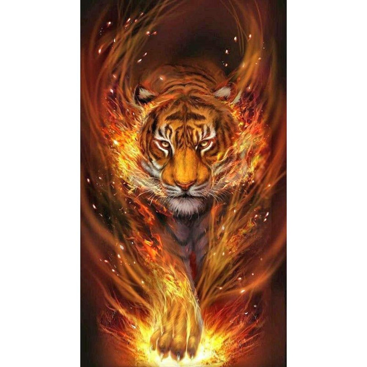 Flame Tiger - Full 11CT Stamped Cross Stitch 40x75CM - Diy