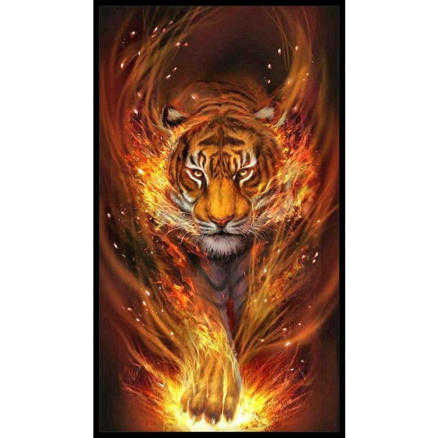 Flame Tiger - Full 11CT Stamped Cross Stitch 40x75CM - Diy