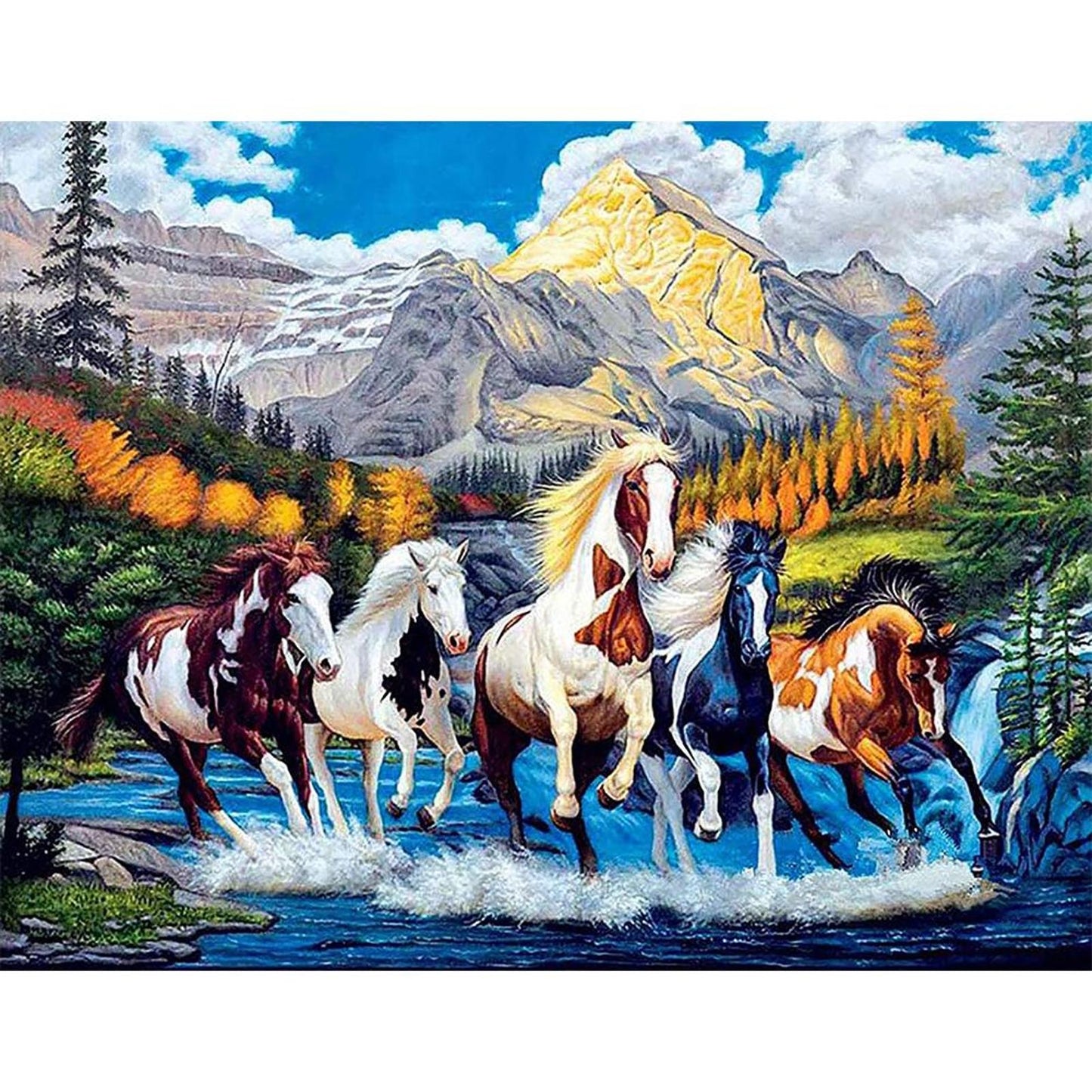 Steed In Scenery - Full 11CT Stamped Cross Stitch 50x40CM - Diy