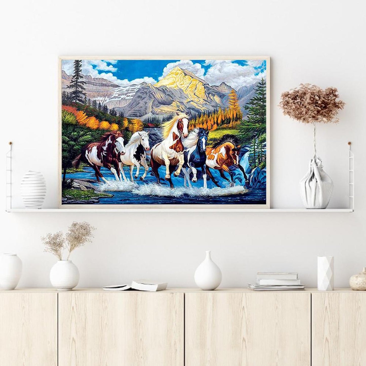 Steed In Scenery - Full 11CT Stamped Cross Stitch 50x40CM - Diy
