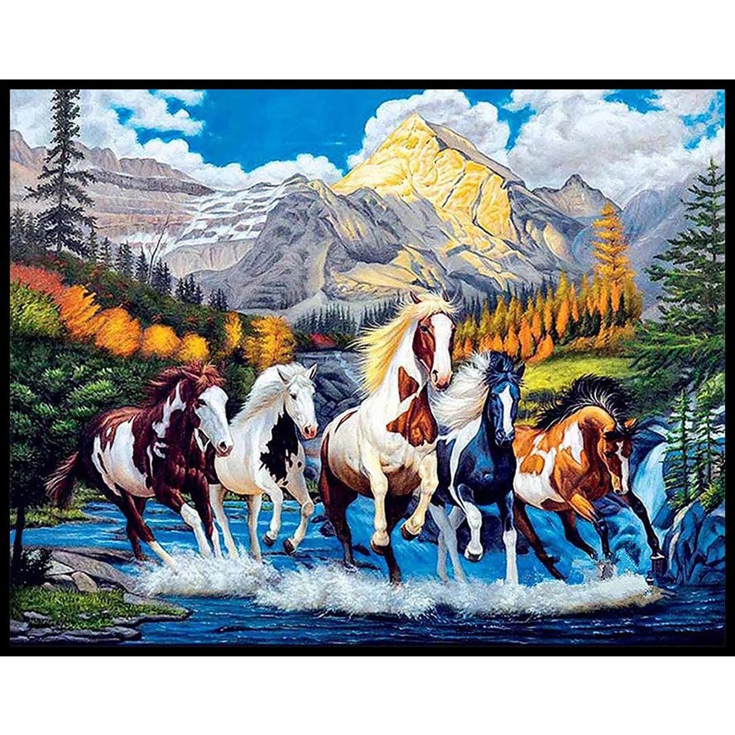 Steed In Scenery - Full 11CT Stamped Cross Stitch 50x40CM - Diy