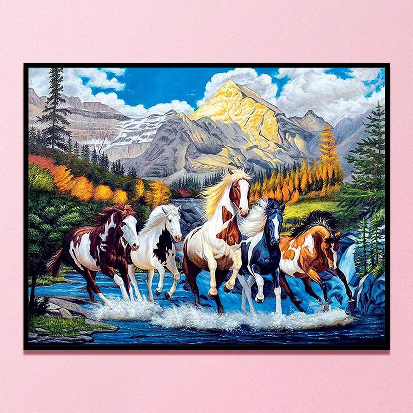Steed In Scenery - Full 11CT Stamped Cross Stitch 50x40CM - Diy