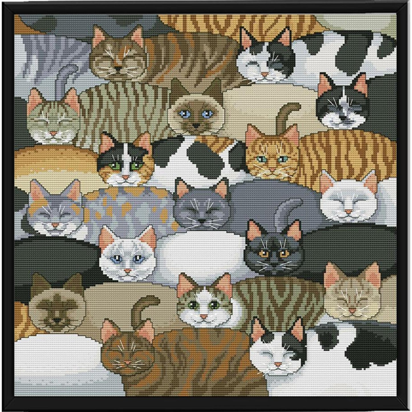 Cats - Full 14CT Stamped Cross Stitch 46x46CM - Joy Sunday