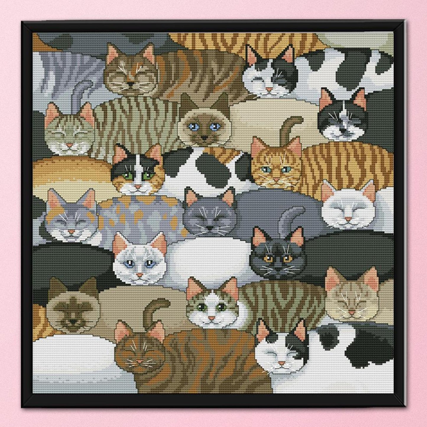 Cats - Full 14CT Stamped Cross Stitch 46x46CM - Joy Sunday