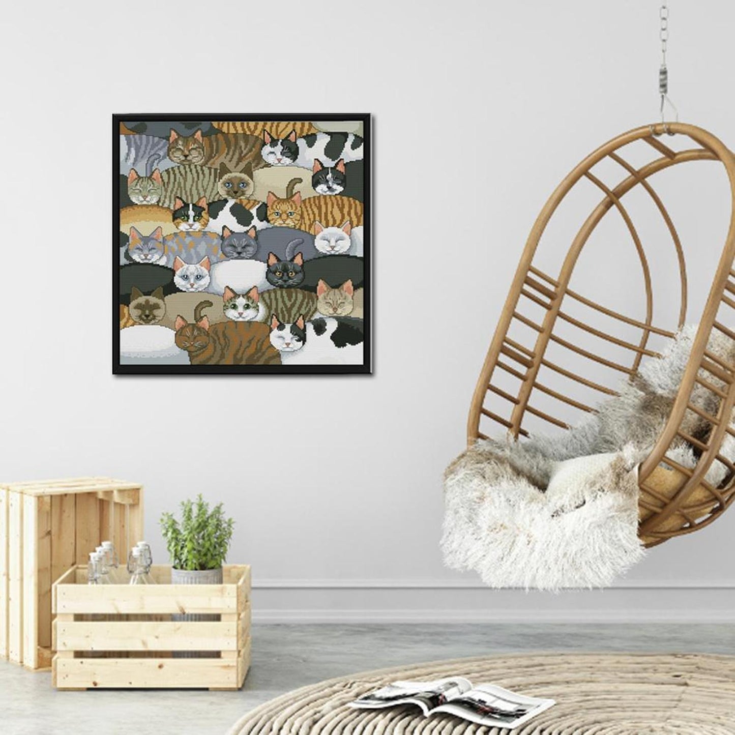 Cats - Full 14CT Stamped Cross Stitch 46x46CM - Joy Sunday