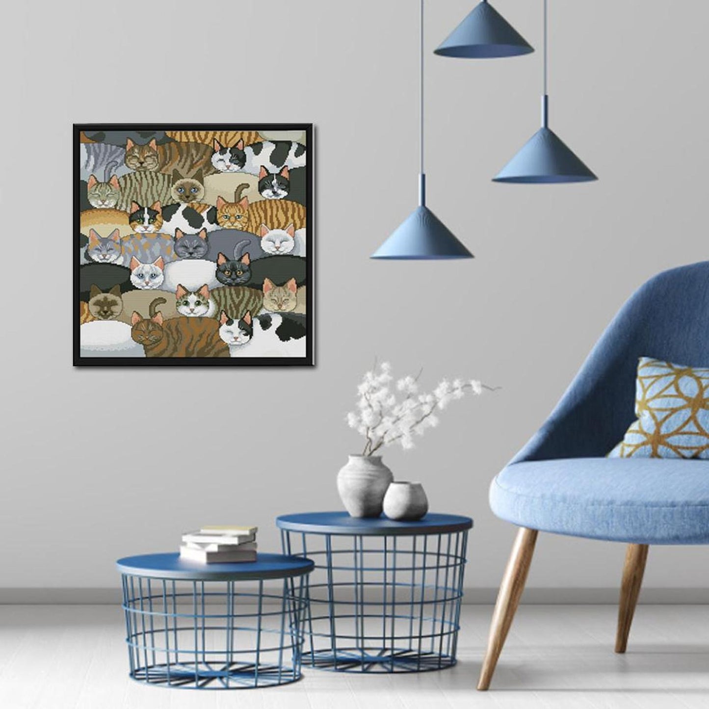 Cats - Full 14CT Stamped Cross Stitch 46x46CM - Joy Sunday