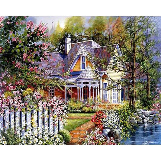 Garden Villa - Full 11CT Stamped Cross Stitch 40x50CM - Diy