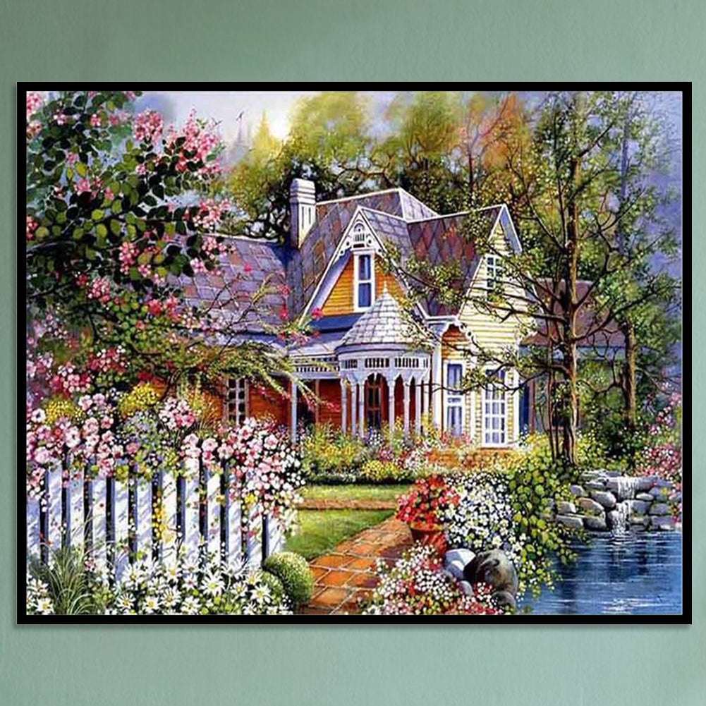 Garden Villa - Full 11CT Stamped Cross Stitch 40x50CM - Diy