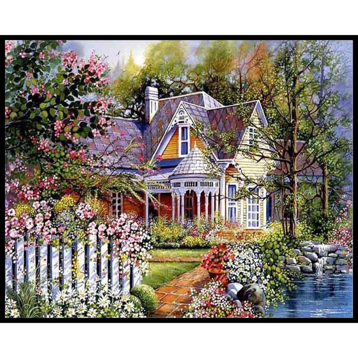 Garden Villa - Full 11CT Stamped Cross Stitch 40x50CM - Diy