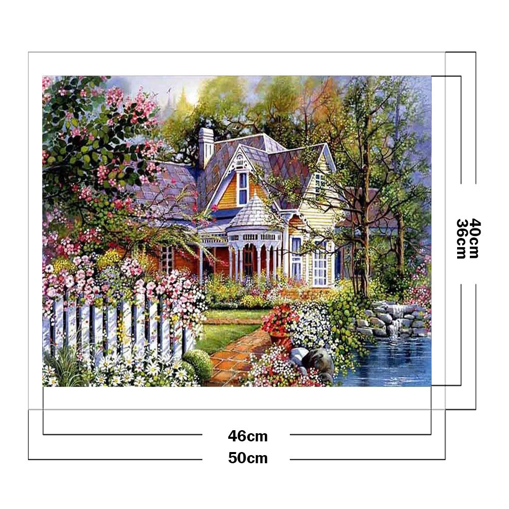 Garden Villa - Full 11CT Stamped Cross Stitch 40x50CM - Diy