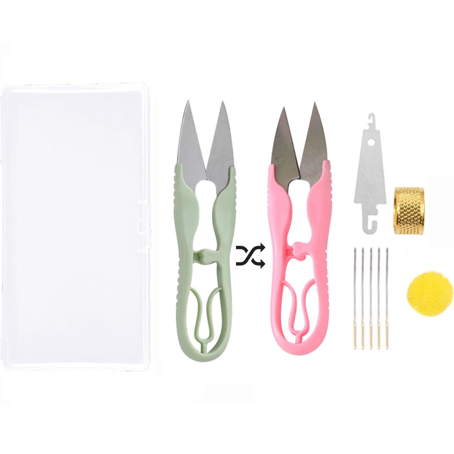 Embroidery Needle Threads Scissors Thimble Cross Stitch Sewing Kit Random