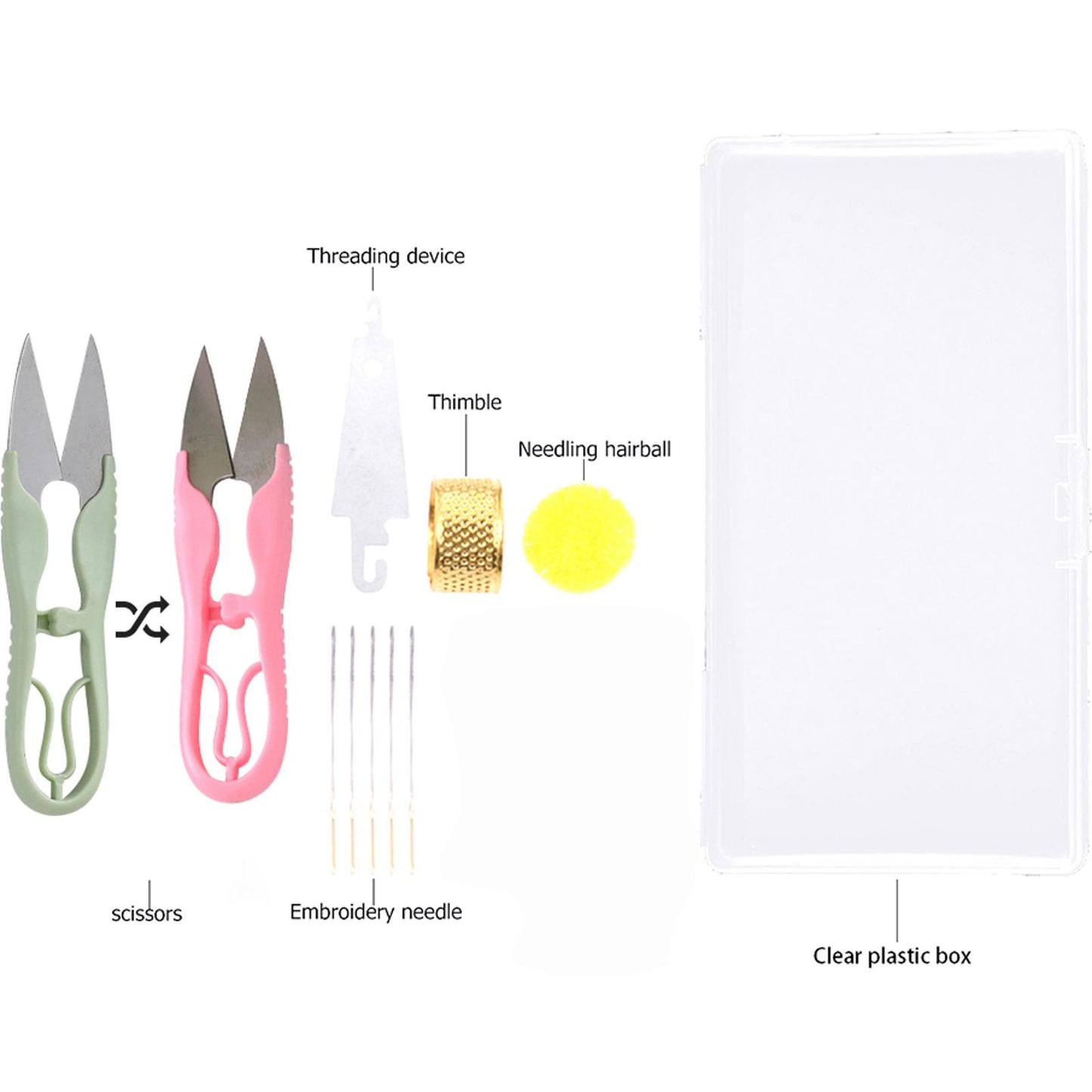 Embroidery Needle Threads Scissors Thimble Cross Stitch Sewing Kit Random