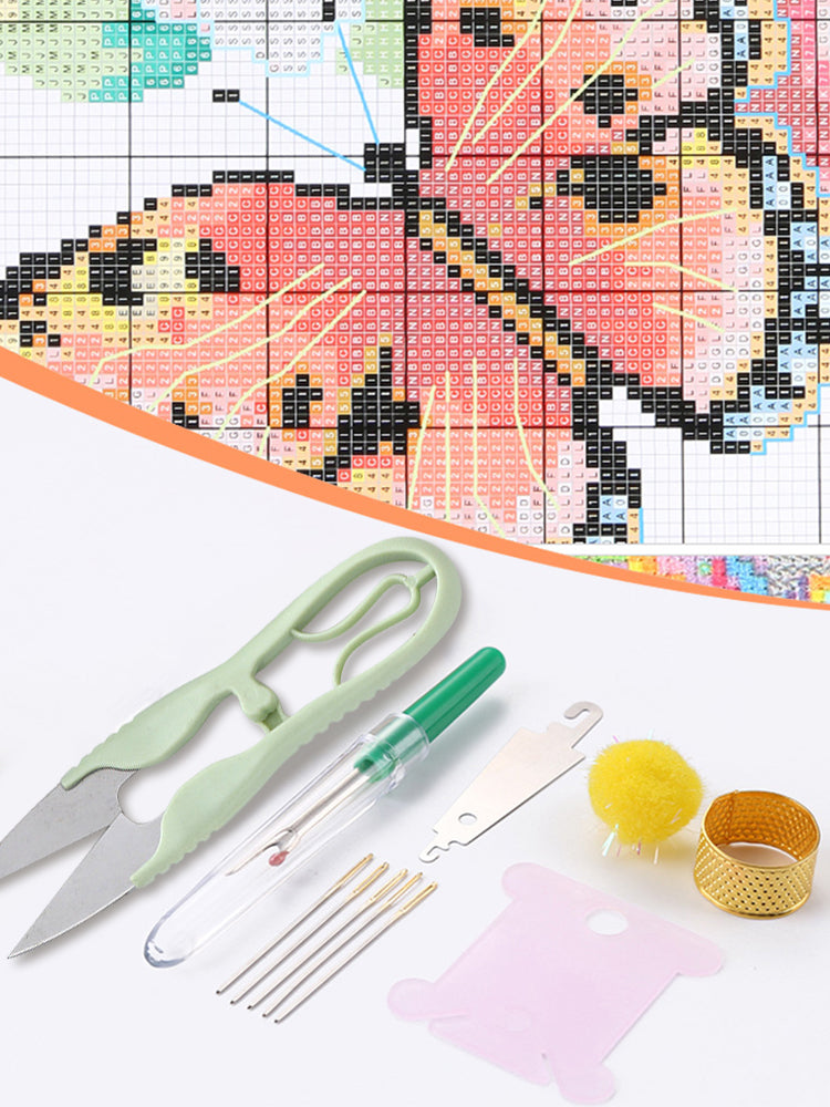 Embroidery Needle Threads Scissors Thimble Cross Stitch Sewing Kit Random