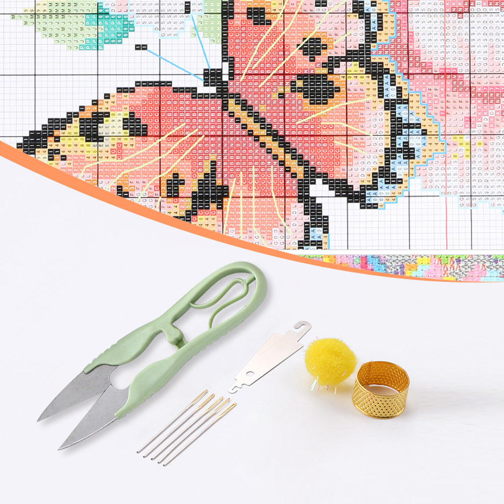 Embroidery Needle Threads Scissors Thimble Cross Stitch Sewing Kit Random