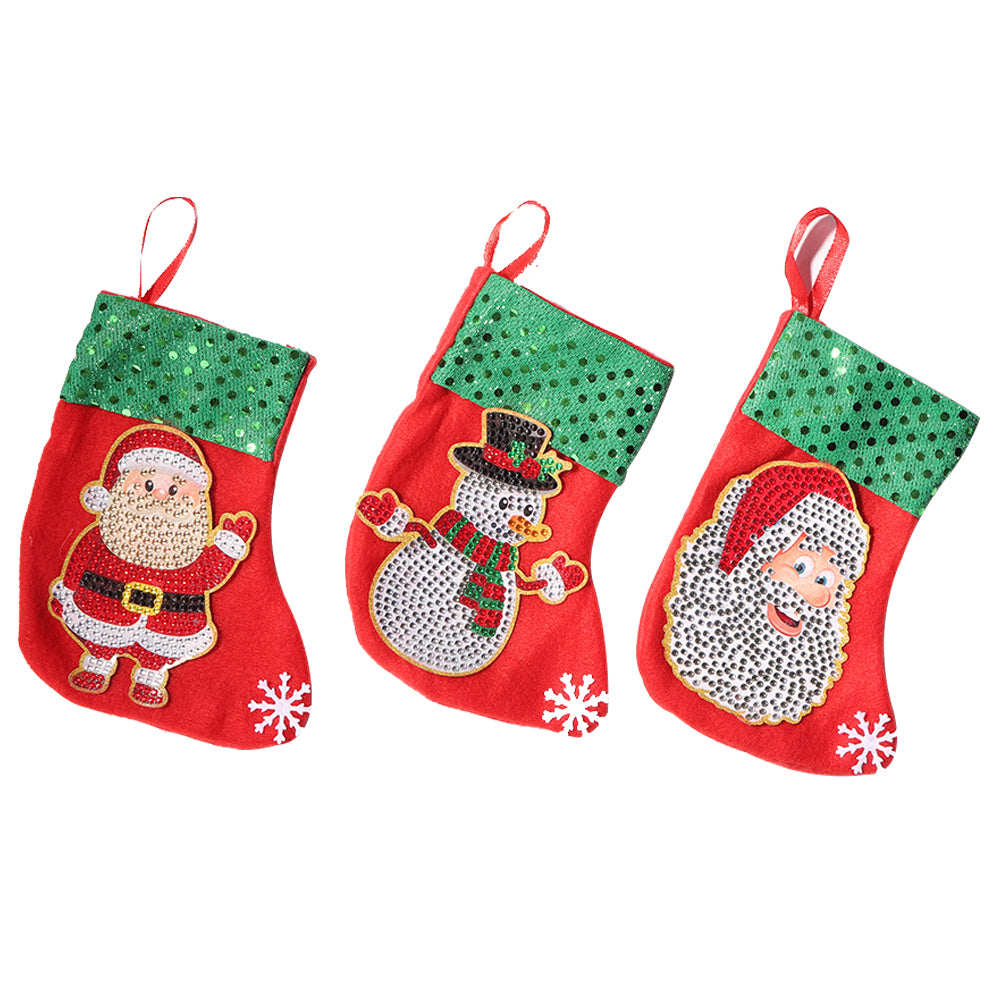 3pcs Christmas Stockings Hanging Pendants DIY Diamond Painting Kit
