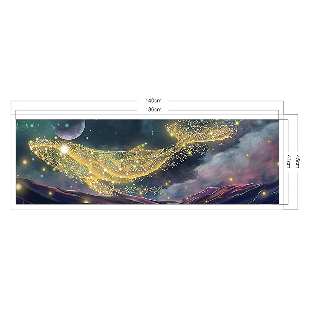Dreamy Whale - Full 11CT Stamped Cross Stitch 140x45CM - Yishu