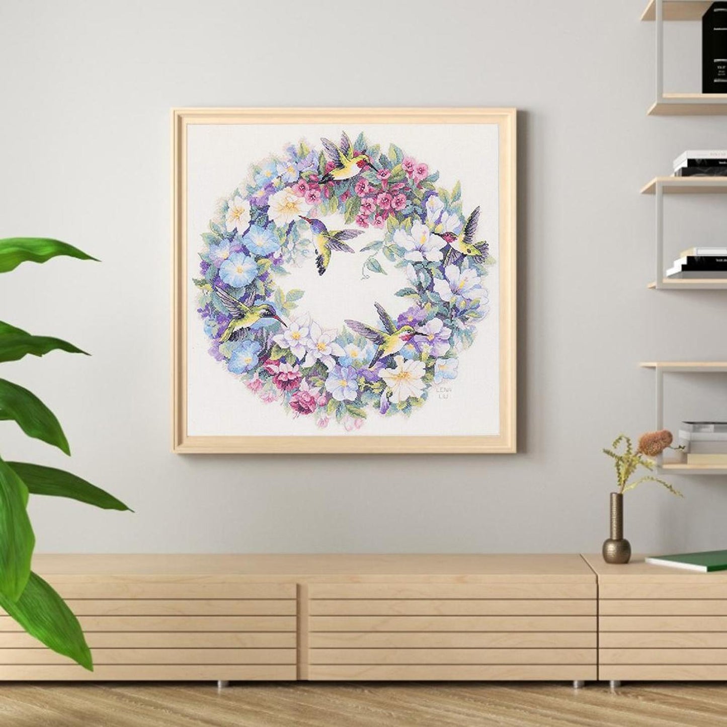 Bird Wreath - Partial 11CT Stamped Cross Stitch 40x40CM - Band