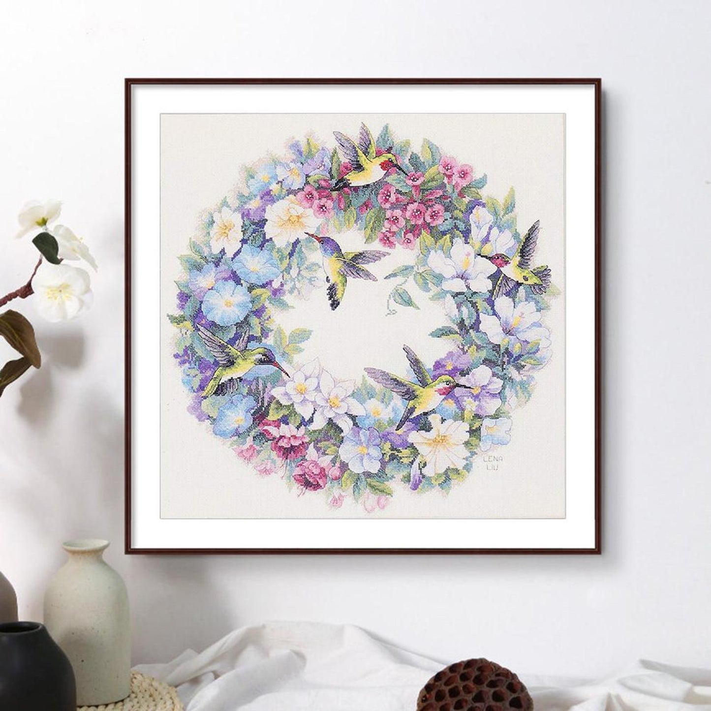 Bird Wreath - Partial 11CT Stamped Cross Stitch 40x40CM - Band