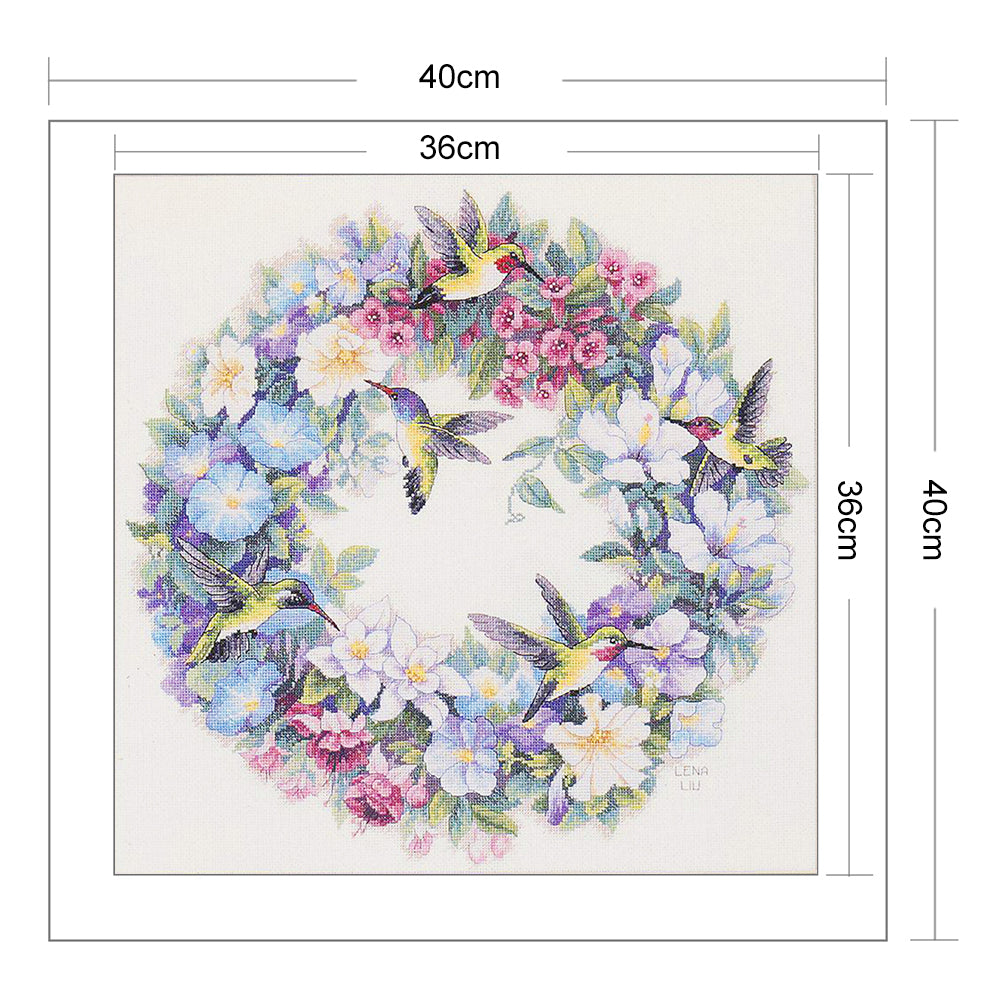 Bird Wreath - Partial 11CT Stamped Cross Stitch 40x40CM - Band