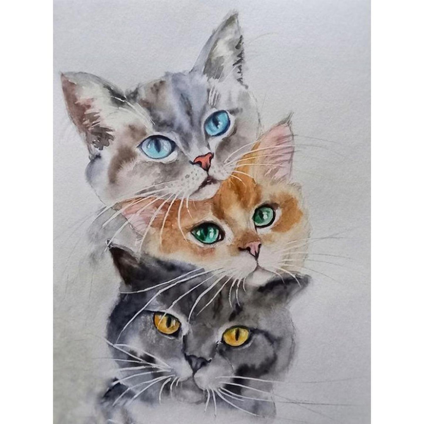 Three Cats - Partial 11CT Stamped Cross Stitch 30x40CM - Band Backstitch