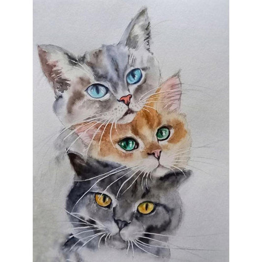 Three Cats - Partial 11CT Stamped Cross Stitch 30x40CM - Band Backstitch