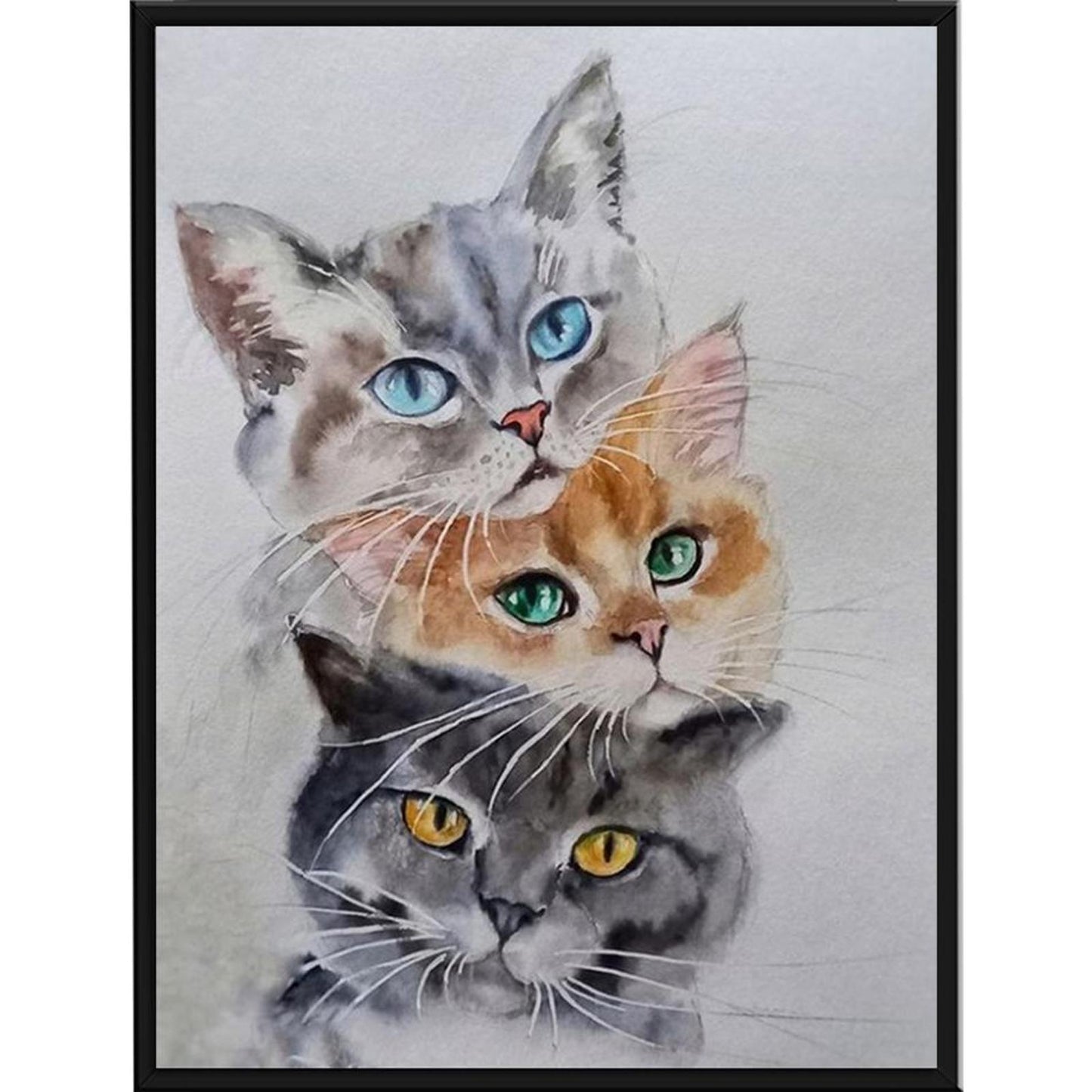 Three Cats - Partial 11CT Stamped Cross Stitch 30x40CM - Band Backstitch