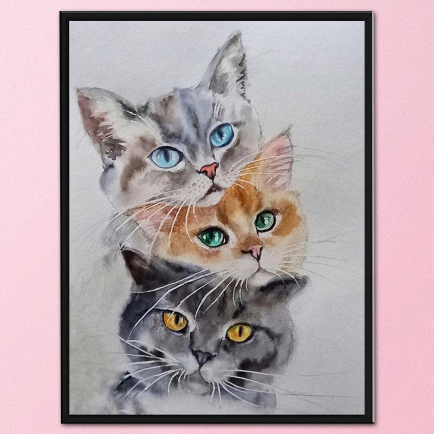 Three Cats - Partial 11CT Stamped Cross Stitch 30x40CM - Band Backstitch