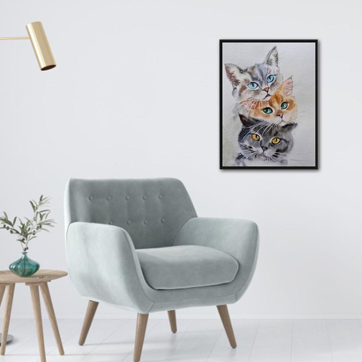 Three Cats - Partial 11CT Stamped Cross Stitch 30x40CM - Band Backstitch