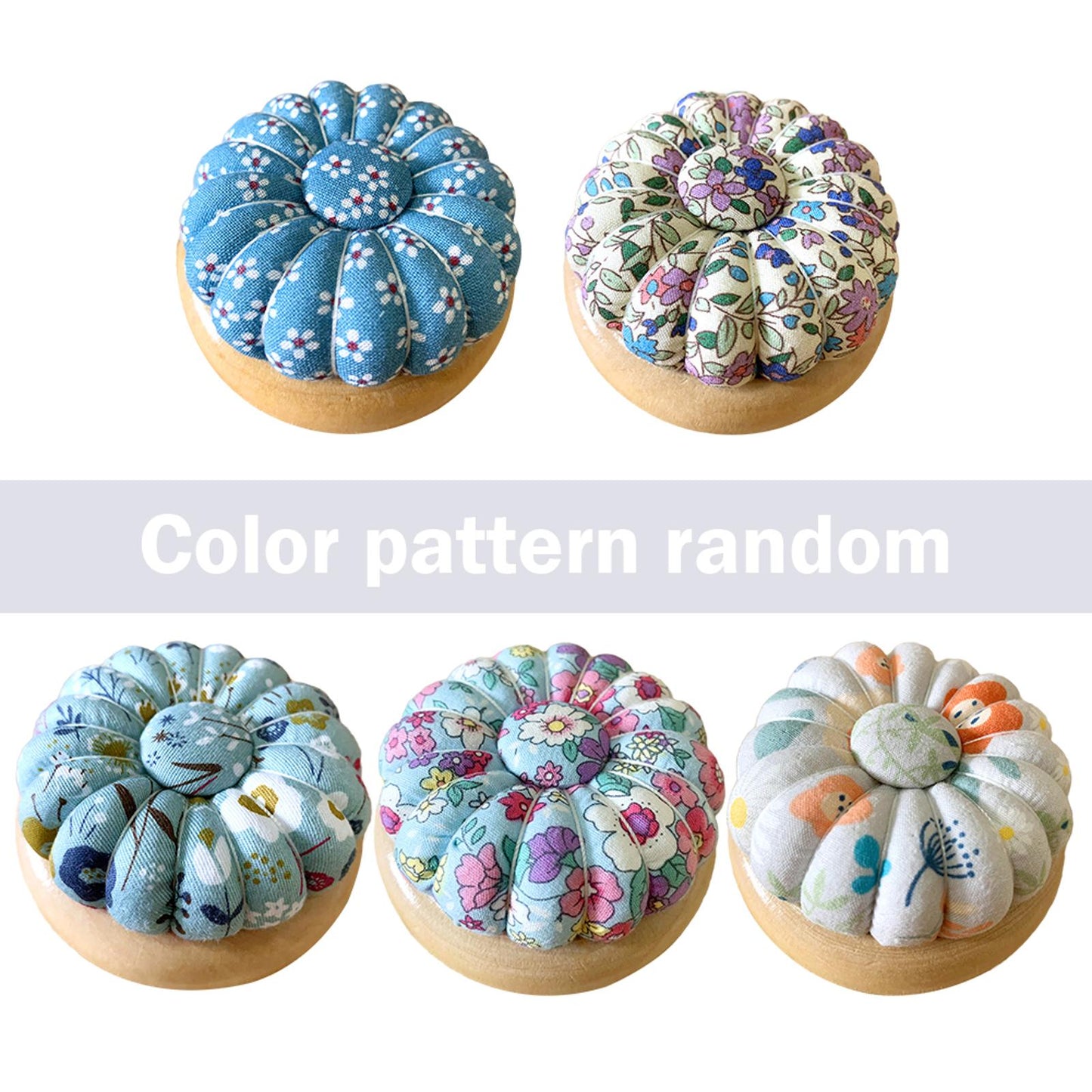 Pumpkin Shaped Magnetic Needle Pin Cushion Holder DIY Craft Random Pattern